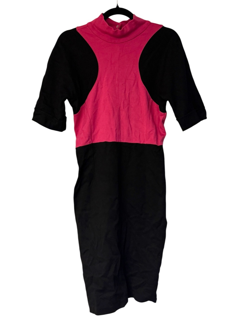 Karl Lagerfeld Impulse Colorblock Sheath Dress Pink Black Mock Neck Size 6